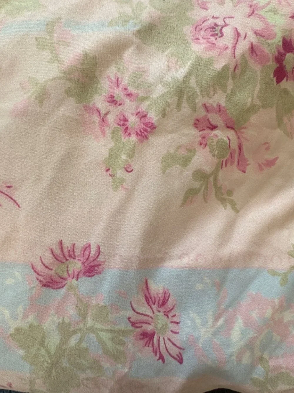 Cottage Core Sheet Set Cabbage Rose Stripe Delicate Pale Pink 3 Piece Twin Size